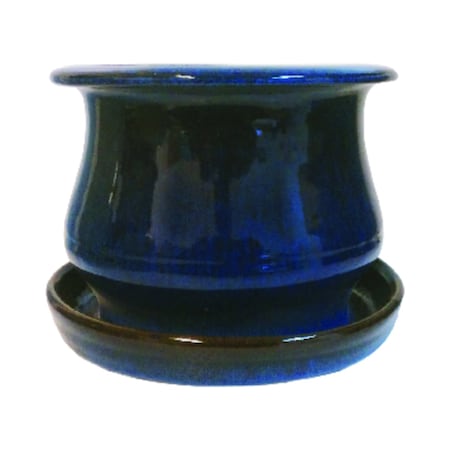 Lees Pottery Trendspot Low Bell 5.3 in. H X 6.9 in. W X 6.9 in. D X 7 in. D Ceramic Planter Blue DB10020-06D